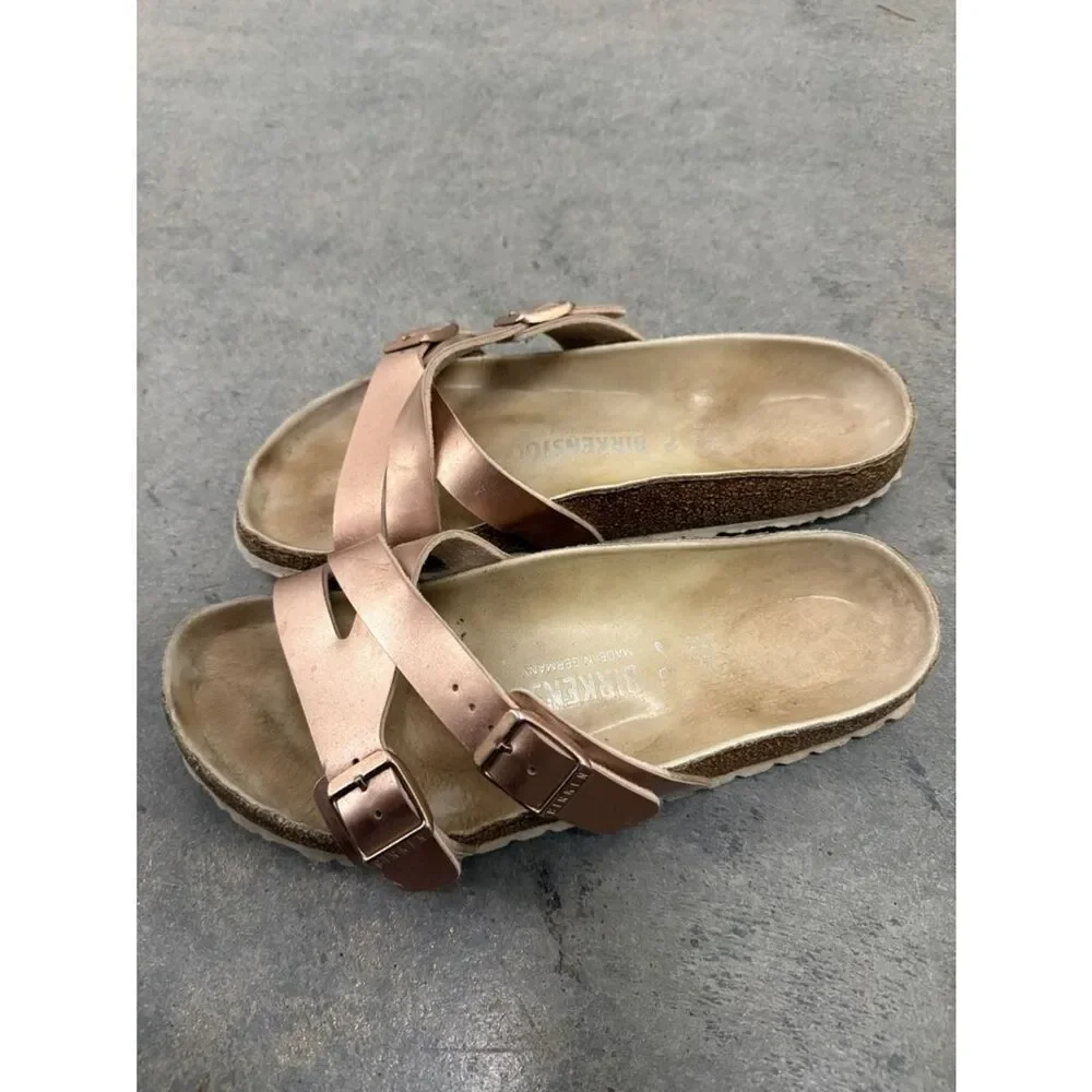 Birkenstock Women's Rose Gold Double Strap Slide Sandals